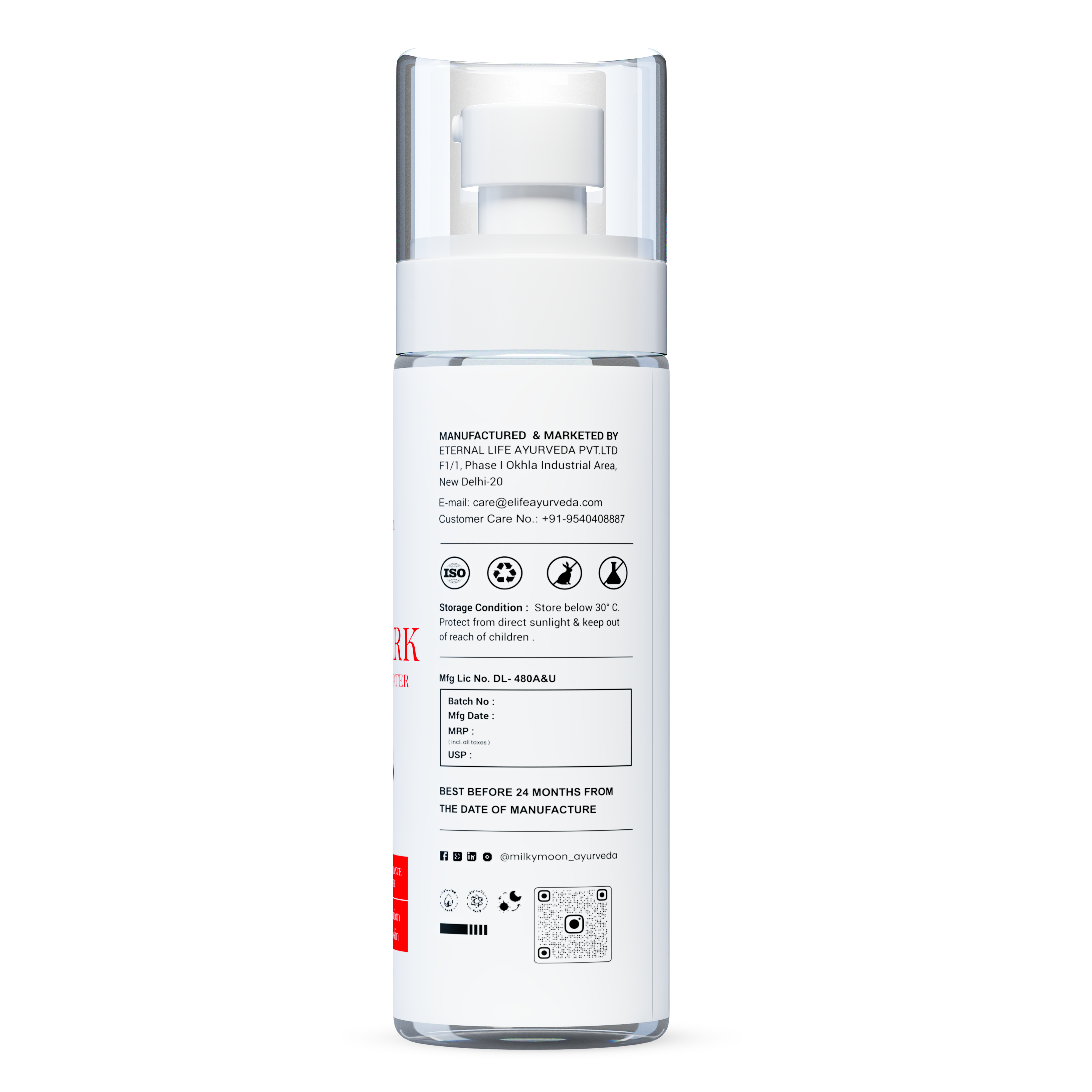 Milky Moon Rose Ark Premium Rose Water/Face Toner - 100ml | No Paraben | Alcohol Free | Cleanses, Hydrates & Moisturises Skin | Balances & Restores Skin's pH Levels | For All Skin Types