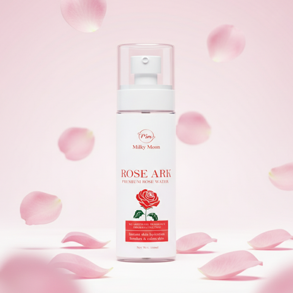 Milky Moon Rose Ark Premium Rose Water/Face Toner - 100ml | No Paraben | Alcohol Free | Cleanses, Hydrates & Moisturises Skin | Balances & Restores Skin's pH Levels | For All Skin Types