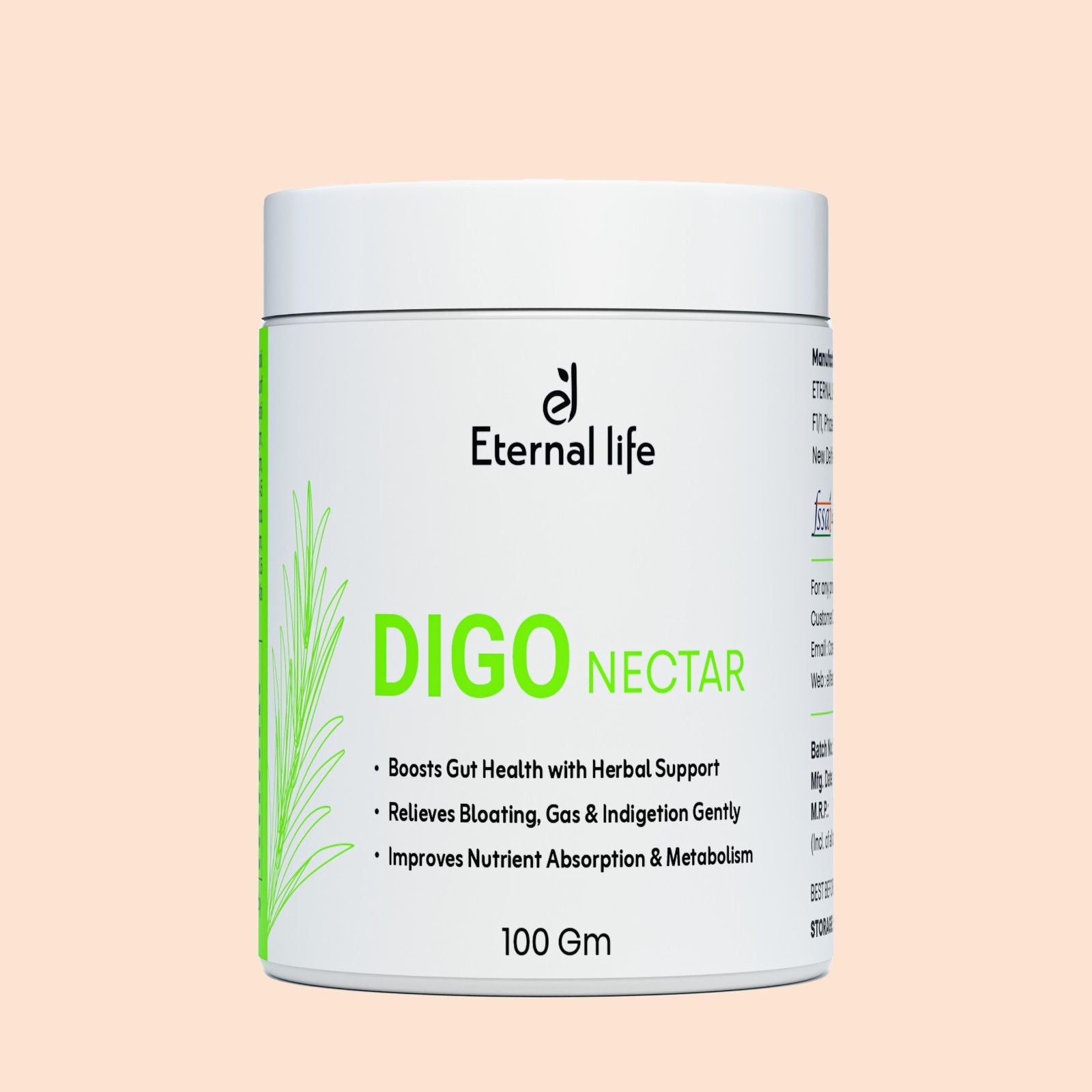 पाचन और एसिडिटी के लिए इटरनल लाइफ डिगो नेक्टर पाउडर