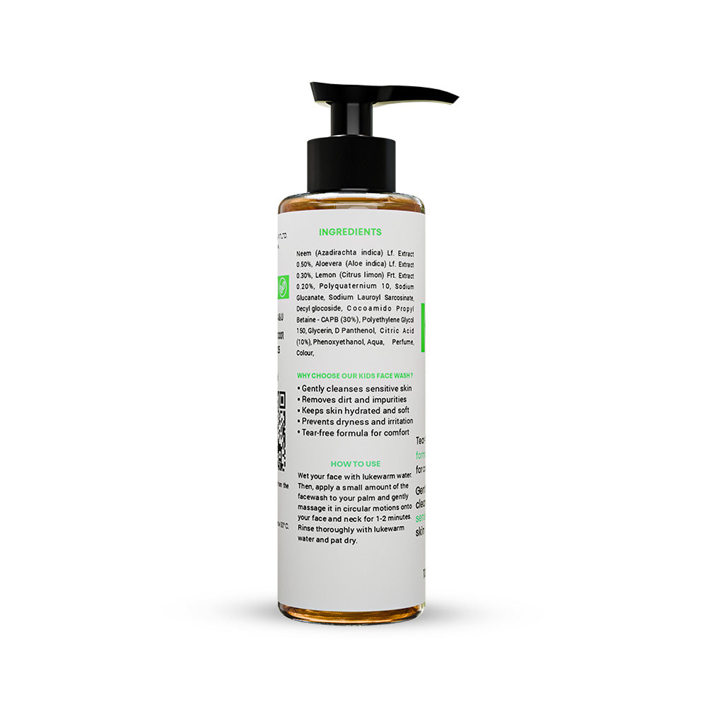 Eternal Life Kids Face Wash | Tear-Free Gentle Cleanser with Neem, Aloe Vera & Lemon | For Sensitive Kids Skin | 100ml