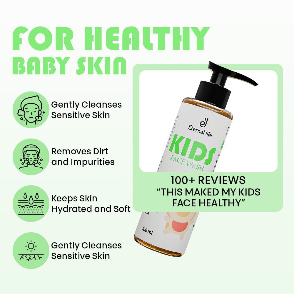 Eternal Life Kids Face Wash | Tear-Free Gentle Cleanser with Neem, Aloe Vera & Lemon | For Sensitive Kids Skin | 100ml