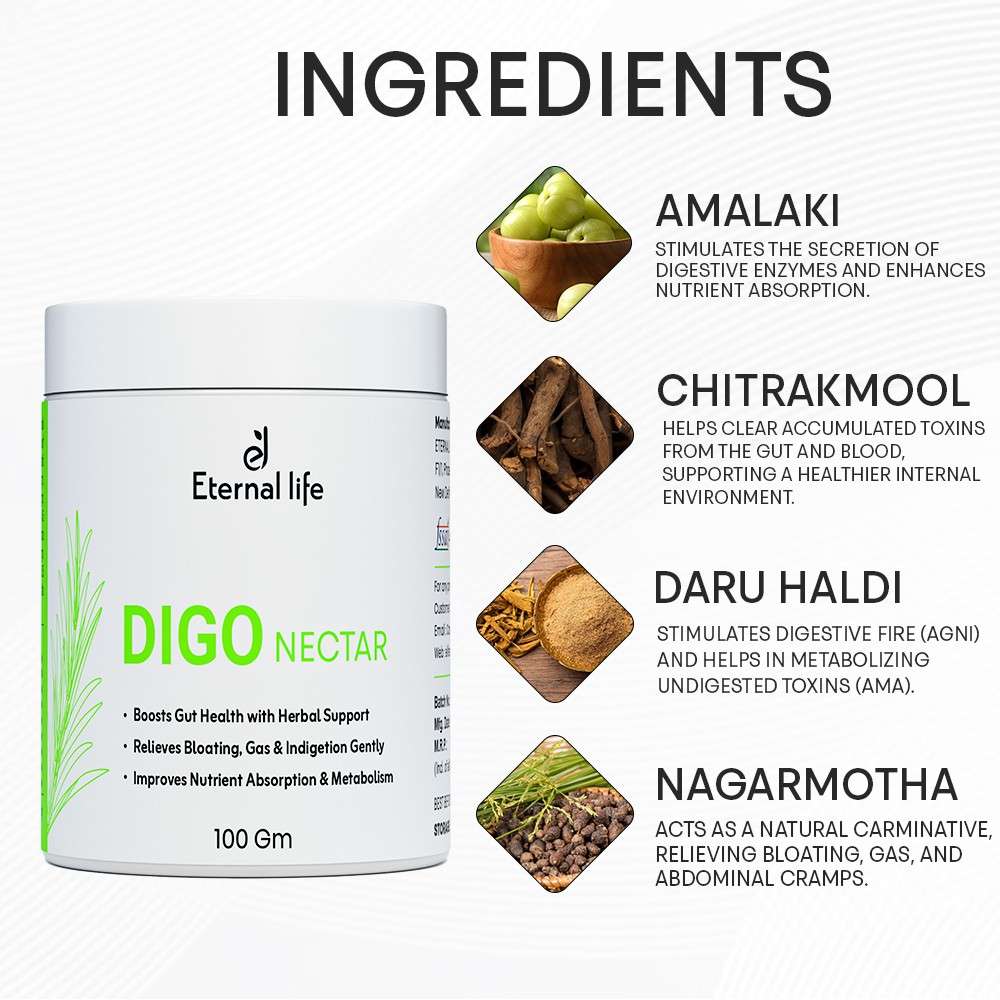 पाचन और एसिडिटी के लिए इटरनल लाइफ डिगो नेक्टर पाउडर