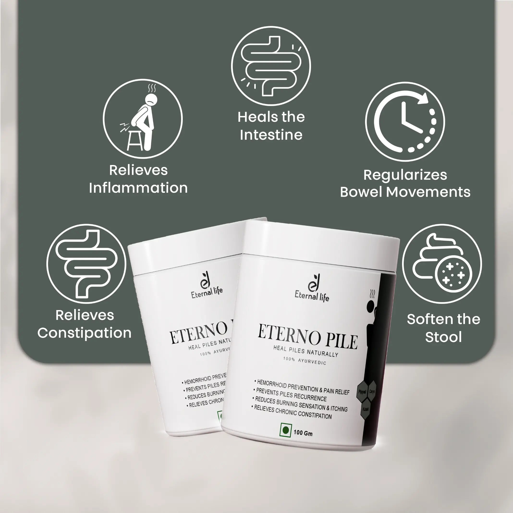 Eterno Pile for Hemorrhoid Prevention and Pain Relief (100 GM)