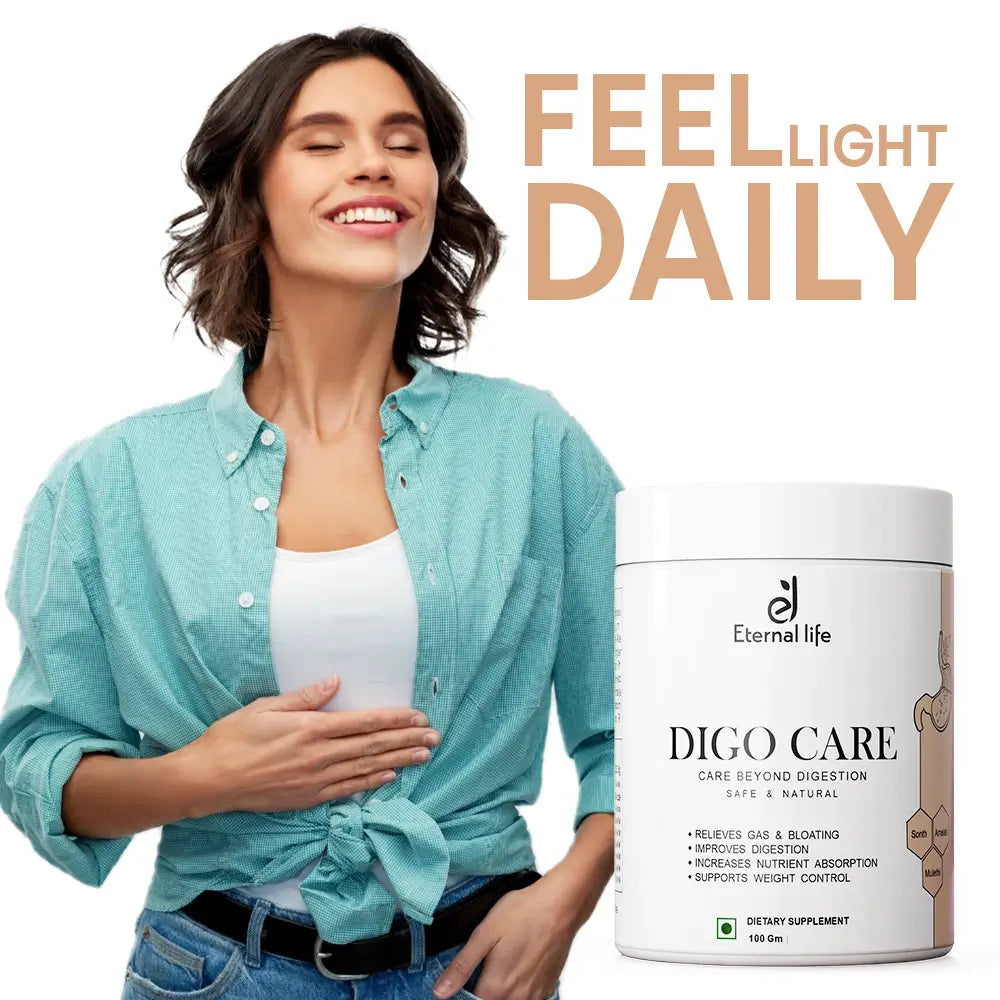 Digo Care Natural Digestion Powder - Herbal Digestive Health Supplement for Relief & Comfort (100)