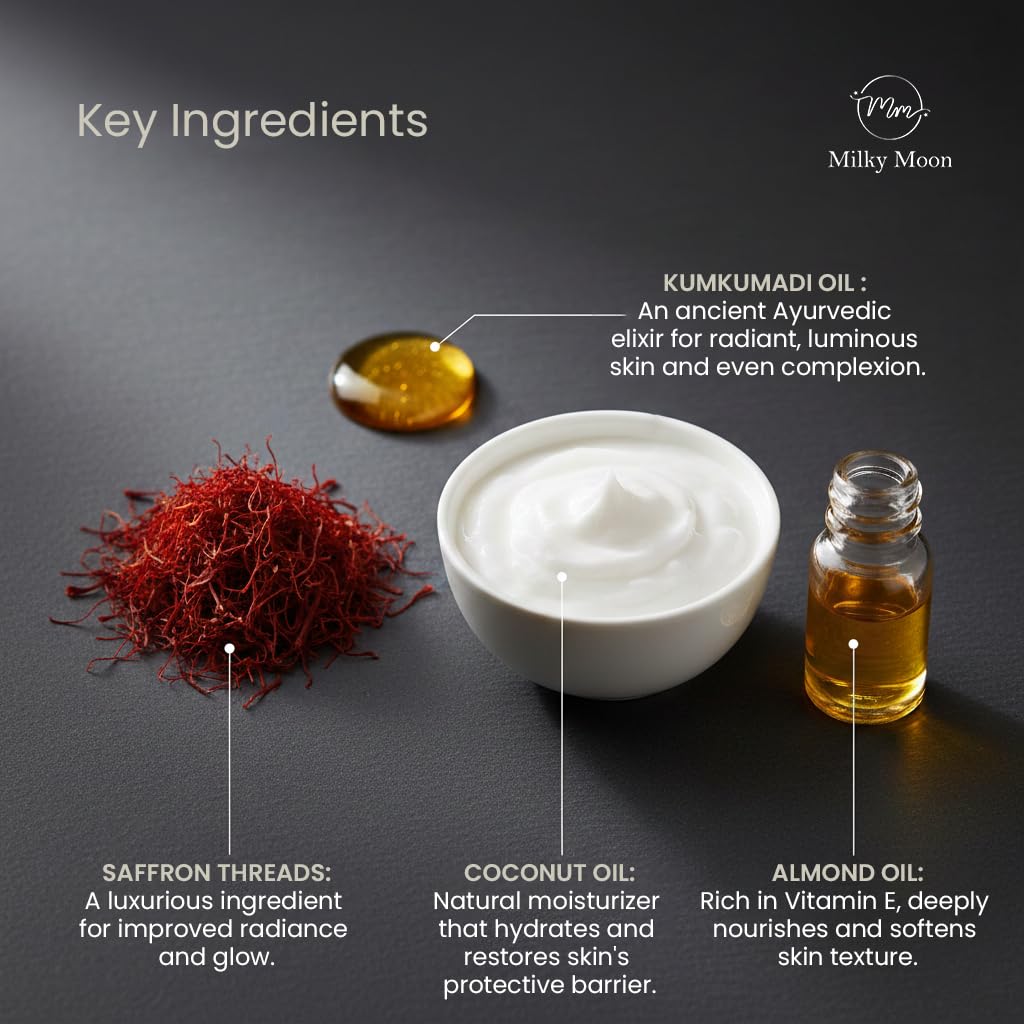 Milky Moon Kumkumadi Cream for Pigmentation & Wrinkles Night Cream 25g | Reduces Dark circles, Dark Spots & Melasma | glowing skin Tone & Enhances Radiance | Sulfate & Paraben Free