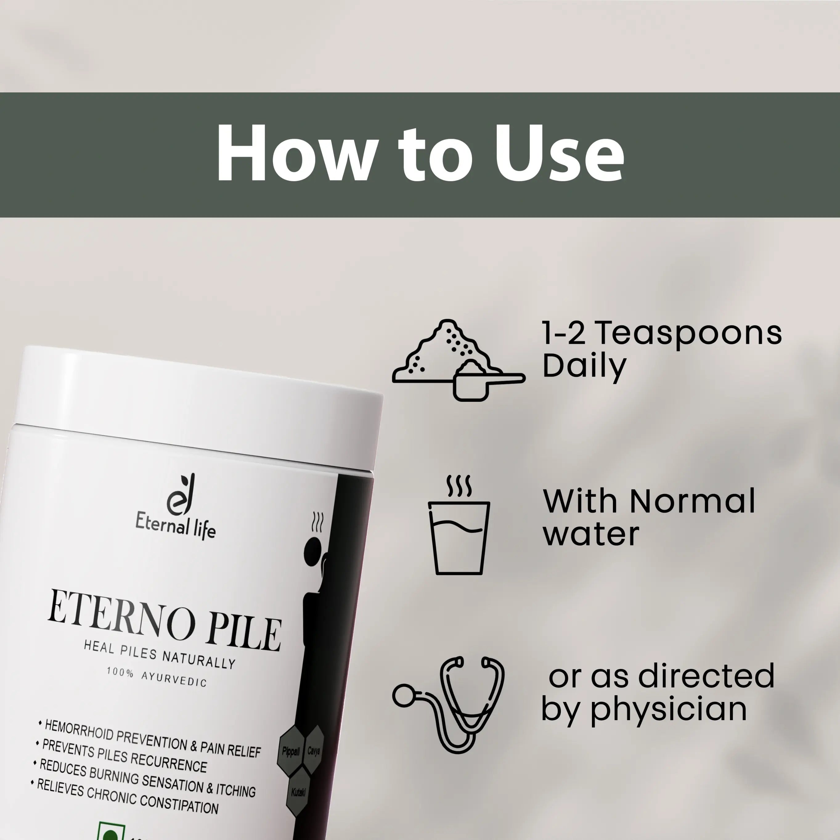 Eterno Pile for Hemorrhoid Prevention and Pain Relief (100 GM)