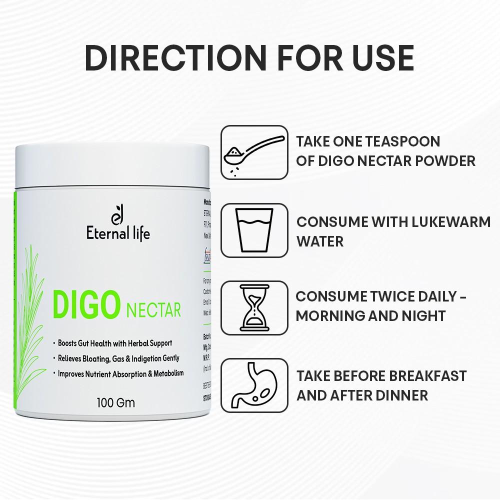 पाचन और एसिडिटी के लिए इटरनल लाइफ डिगो नेक्टर पाउडर
