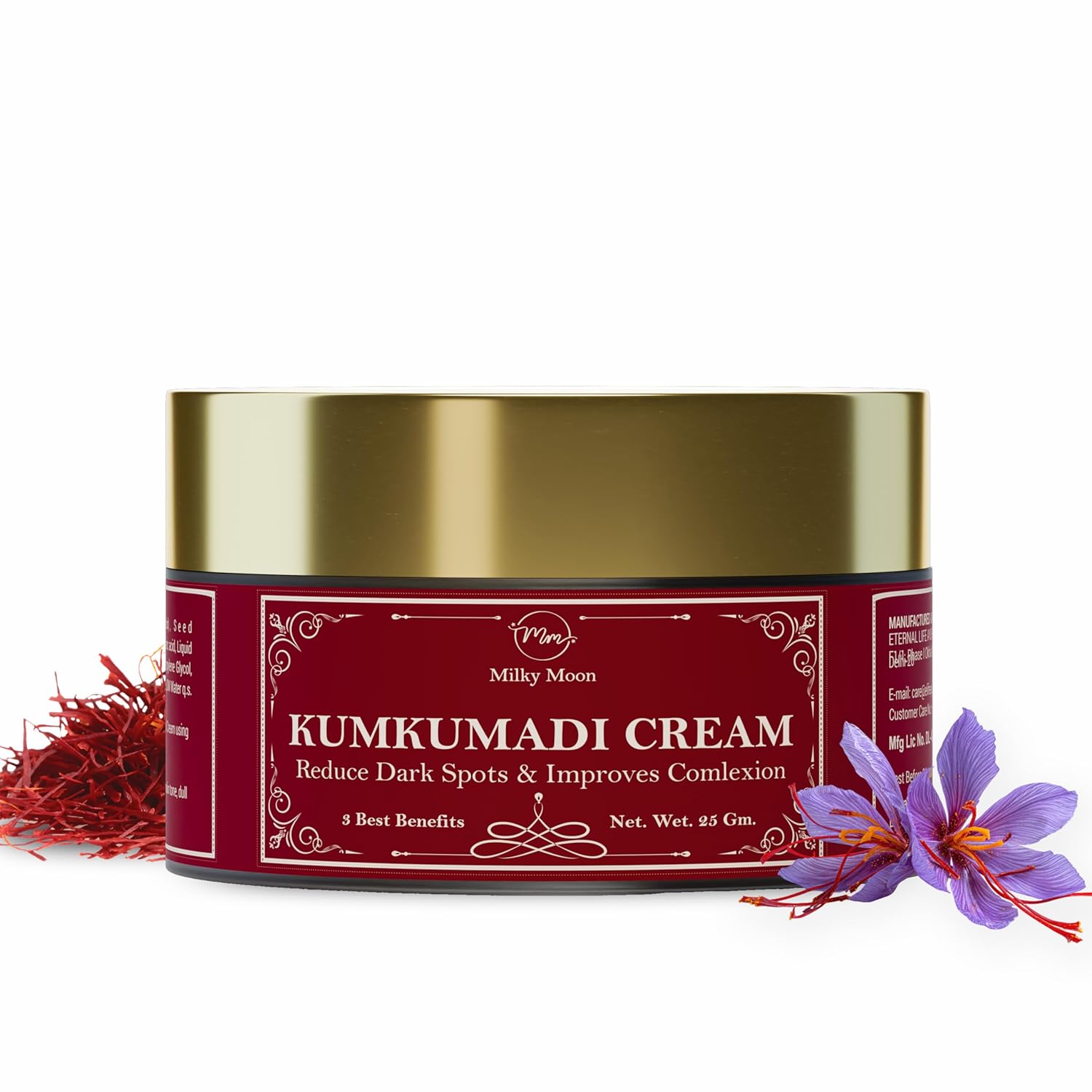 Milky Moon Kumkumadi Cream for Pigmentation & Wrinkles Night Cream 25g | Reduces Dark circles, Dark Spots & Melasma | glowing skin Tone & Enhances Radiance | Sulfate & Paraben Free