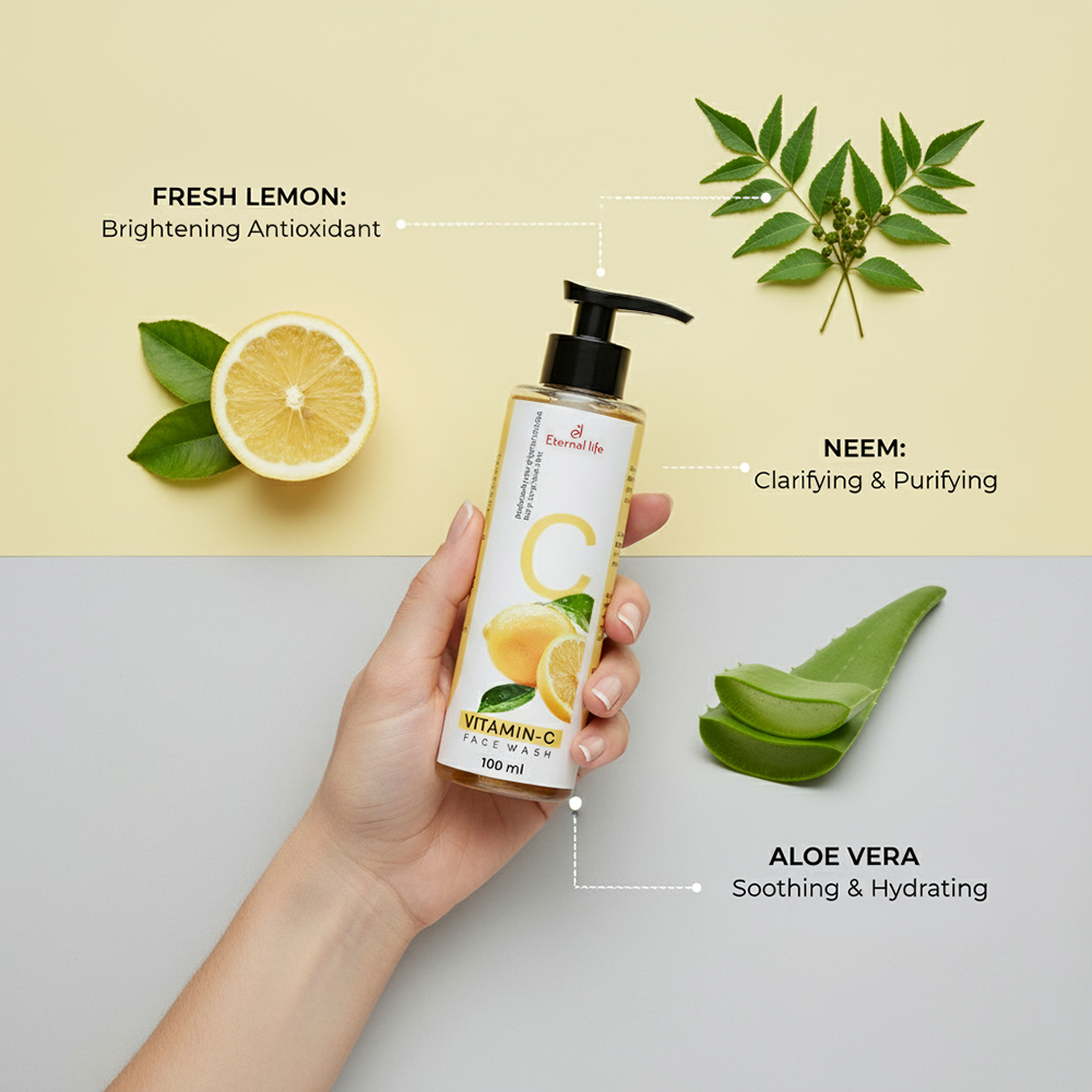 चमक के लिए इटरनल लाइफ आयुर्वेद विटामिन सी फेस वॉश