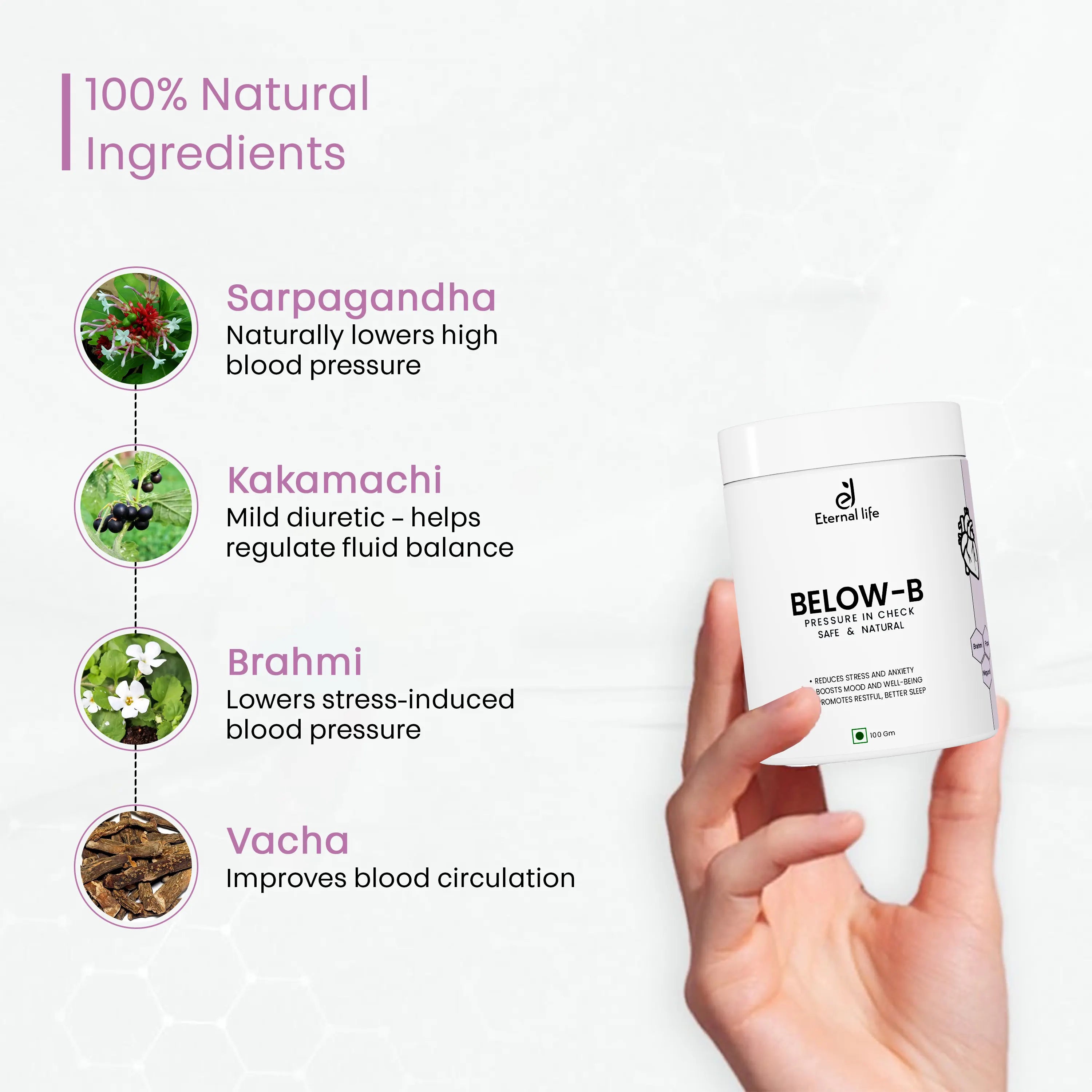 Below-B Powder for Blood Pressure Control & Hypertension Relief (100 Gm)