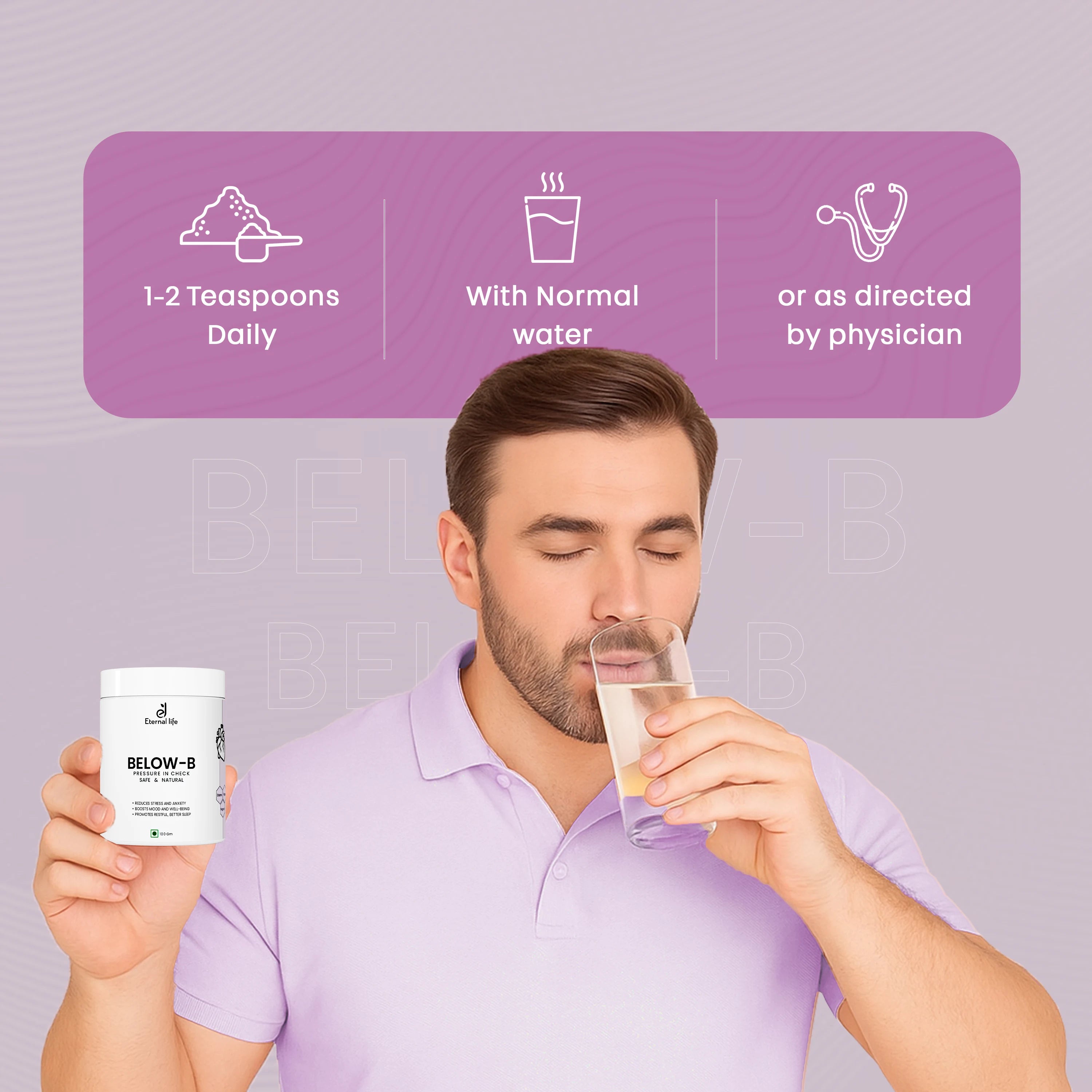 Below-B Powder for Blood Pressure Control & Hypertension Relief (100 Gm)